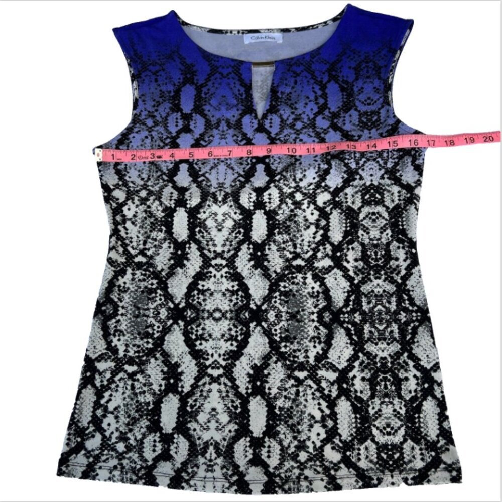 Calvin Klein - Purple Black and White Snake Print Keyhole Tank Top M/L - Picture 11 of 14